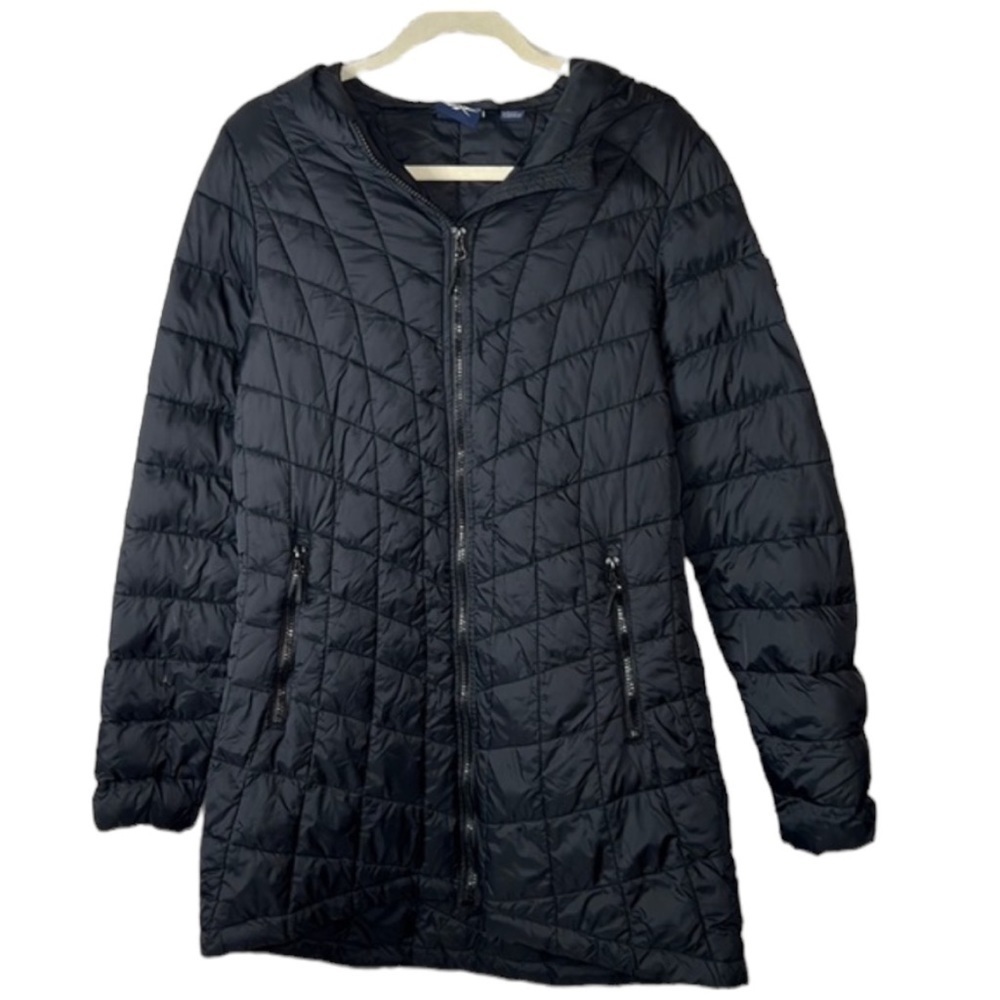 Reebok Quilted Hooded Long Packable Lightweight Jacket Size S